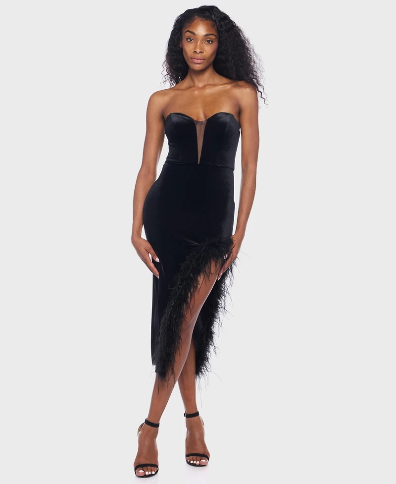 Alex & Sophia Junior's Strapless Midi Feather Dress