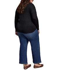 Tribal Plus Soft Shine Effect V-Neck Drop Shoulder Top