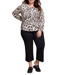 Tribal Plus Printed Long Sleeve Crew Neck Knit Top