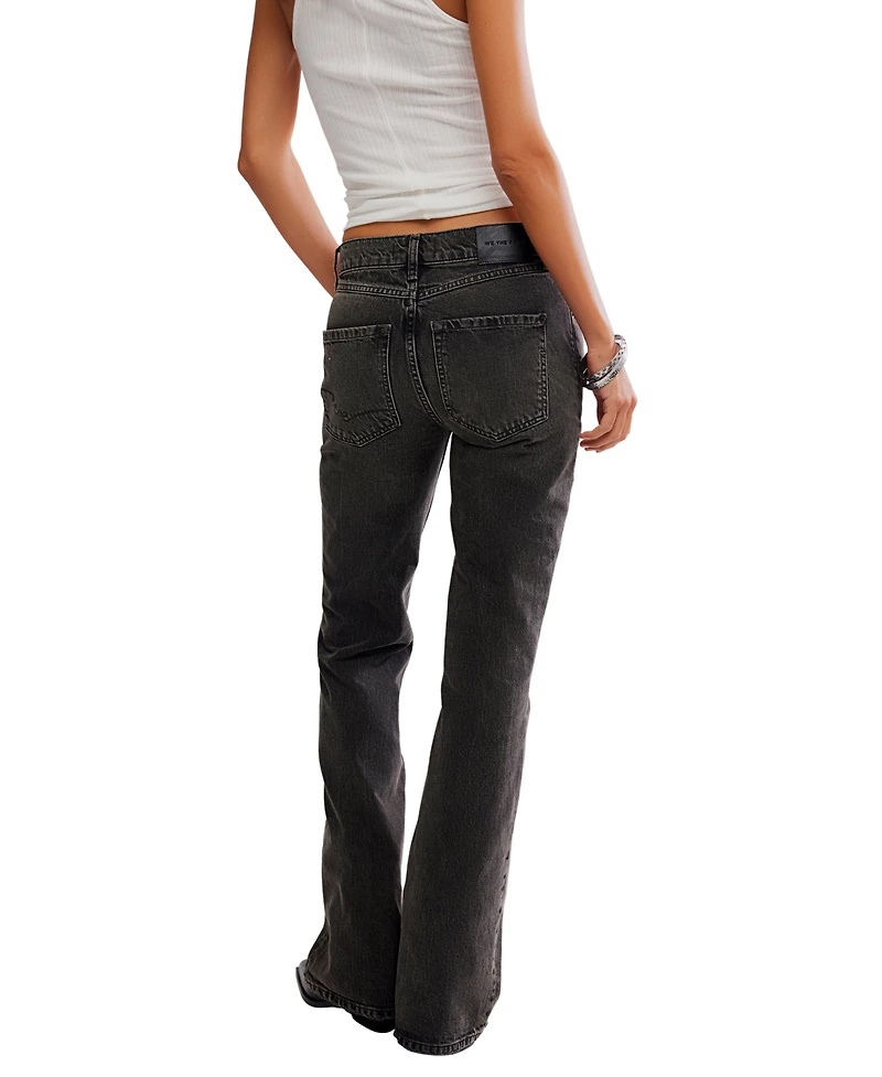 Free People Women's Mid Rise Relaxed Straight Fit Jeans