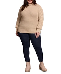 Tribal Plus Size Cable Knit Mock Neck Sweater