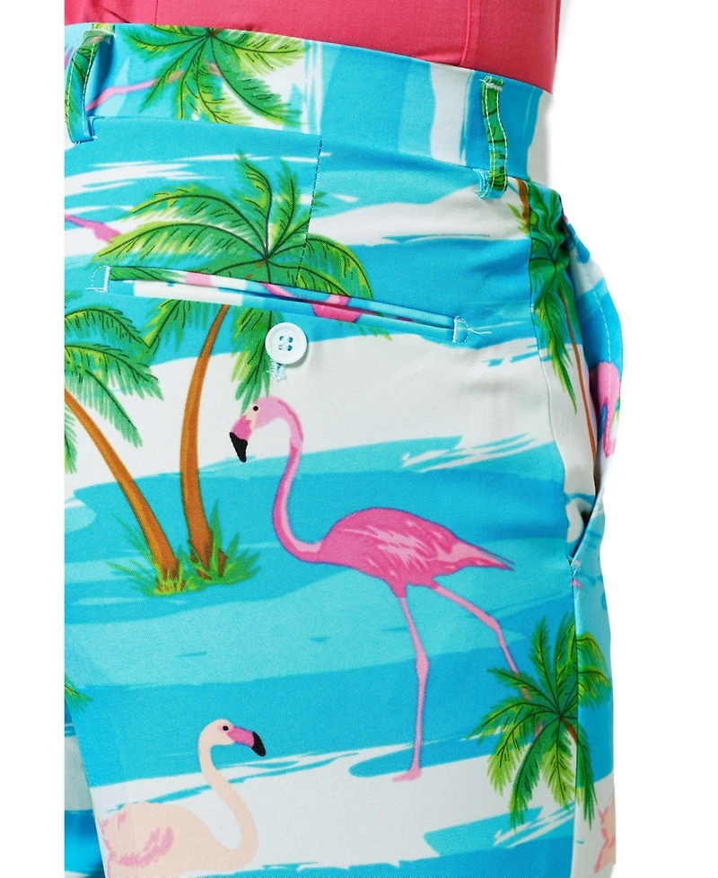 OppoSuits Men's Flamingo Print Costume - Slim Fit Includes Matching Blazer Jacket Pants & Tie Tropical Party Costumes