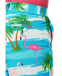 OppoSuits Men's Flamingo Print Costume - Slim Fit Includes Matching Blazer Jacket Pants & Tie Tropical Party Costumes