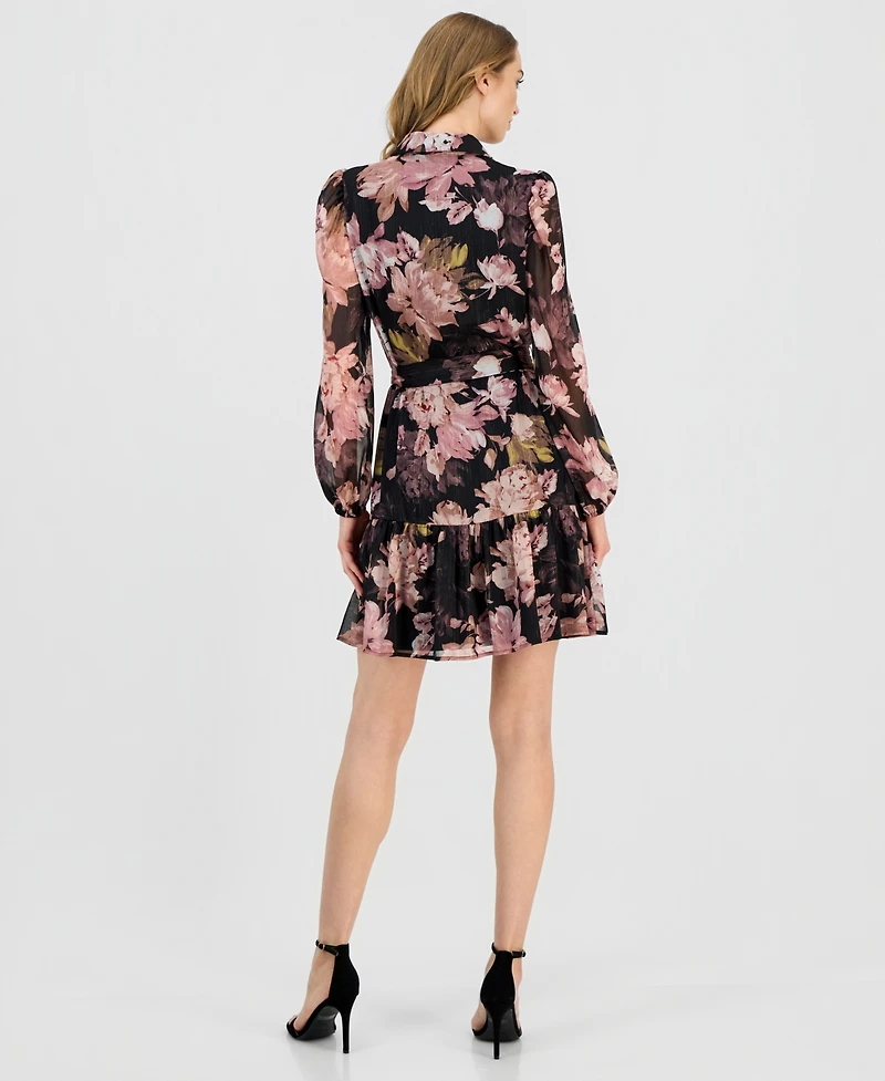 Anne Klein Women's Floral Tiered-Hem Shirtdress