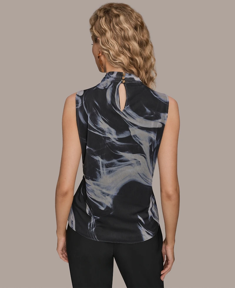 Donna Karan New York Women's Tie Neck Halter Bar Hardware Top