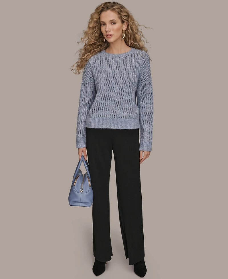 Donna Karan New York Women's Oversized Long Sleeves Open Stitch Sweater