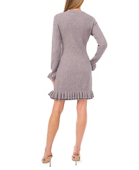 CeCe Women's Long Sleeve Ruffles Sweater Dress