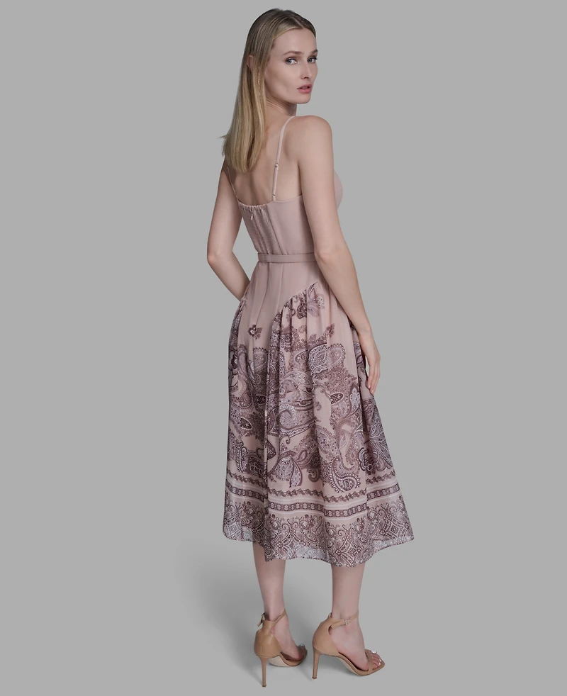 Bcbg Women's Border Print Sleeveless Midi Dress