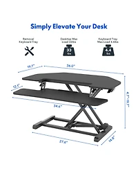 FlexiSpot M7 Series 36"W Manual Corner Adjustable Standing Desk Converter, Black