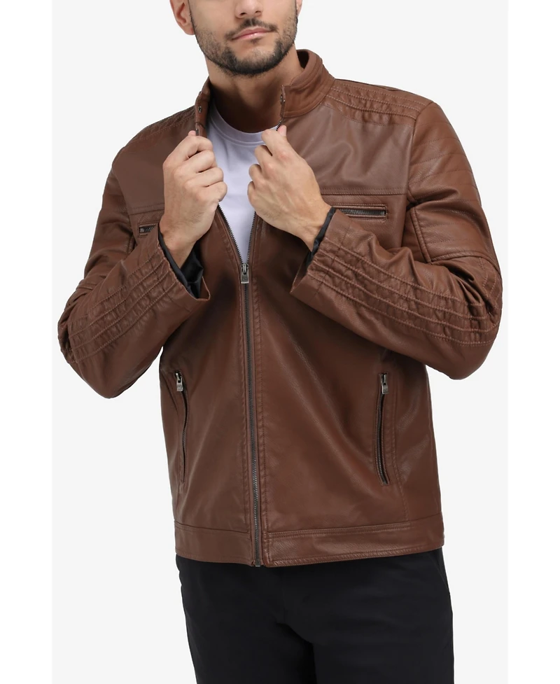 Xray Men's Grainy Pu Leather Moto Jacket