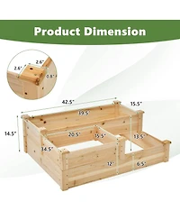 Gymax 3-Tier Outdoor Raised Garden Bed Fir Wood Elevated Flower Box Backyard