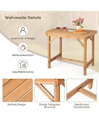 Gymax Outdoor Fir Wood Dining Table 1.5'' Umbrella Hole Yard Garden Natural Patio