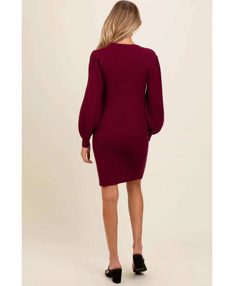 Pinkblush Maternity Camel Bubble Sleeve Sweater Dress