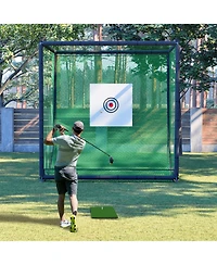 10x10x10FT Golf Practice Net Cage with Metal Frame, Backyard Golf Hitting Net Kit, Durable Batting Cage Netting for Home Golf Training and Simulators