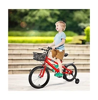 Artudatech 16" Children Bicycle Toddlers Bike with Training Wheels Basket Kickstand Red