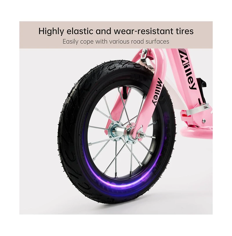 Artudatech Foldable Kids Scooter with 12 Inch Shock-Absorbing Tires, Adjustable Height & Dual Brakes for Ages 7-12