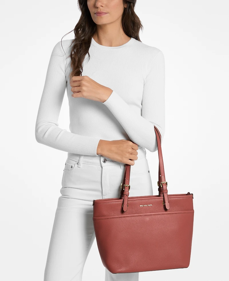 Michael Kors Medium Leather Top Zip Pocket Tote