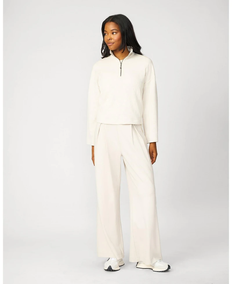 Cable & Gauge Women's Tonal Cheetah Cropped Half Zip Pullover
