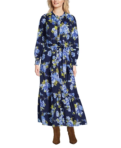 Lands' End Women's Pinwale Cord Smocked Sleeve Maxi Dress