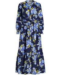 Lands' End Women's Pinwale Cord Smocked Sleeve Maxi Dress