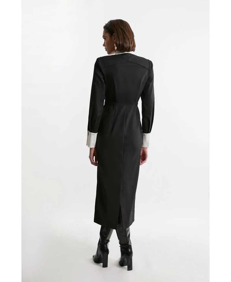 Karen Millen Women's Maxi Shirt Dress With Gold Clasps