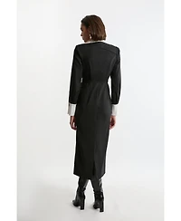 Karen Millen Women's Maxi Shirt Dress With Gold Clasps