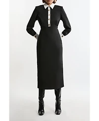 Karen Millen Women's Maxi Shirt Dress With Gold Clasps