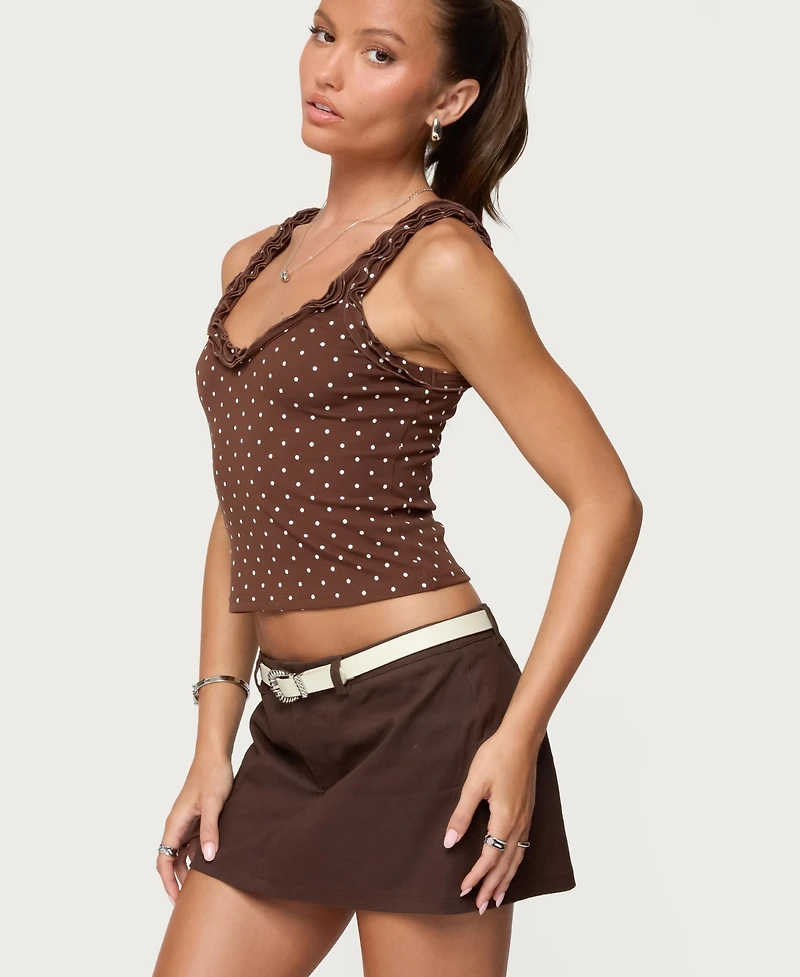 Edikted Women's Pippin Ruffle Polka Dot Tank Top