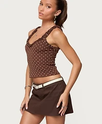 Edikted Women's Pippin Ruffle Polka Dot Tank Top