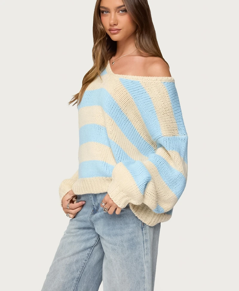 Edikted Women's Tracie Striped Oversized Sweater