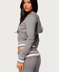 Edikted Women's Kaliya Stripey Knit Zip Up Hoodie