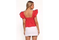 Petal and Pup Women's Lyric Ruffle Top - Red