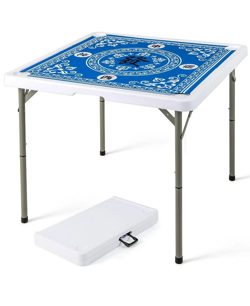 Sugift 35 Inch 4 Player Game Card Folding Mahjong Table with Cup Holders
