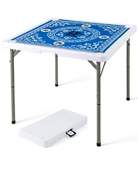 Sugift 35 Inch 4 Player Game Card Folding Mahjong Table with Cup Holders