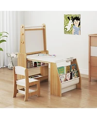 Sugift Kids Art Table and Chair Set with Easel and Chair for Drawing Reading