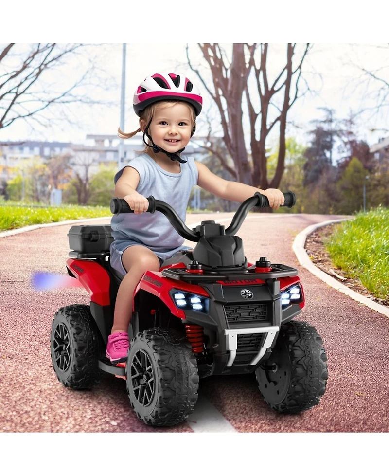 SUGIFT6V Kids Ride On Atv with Spray Function and Storage Box with Music