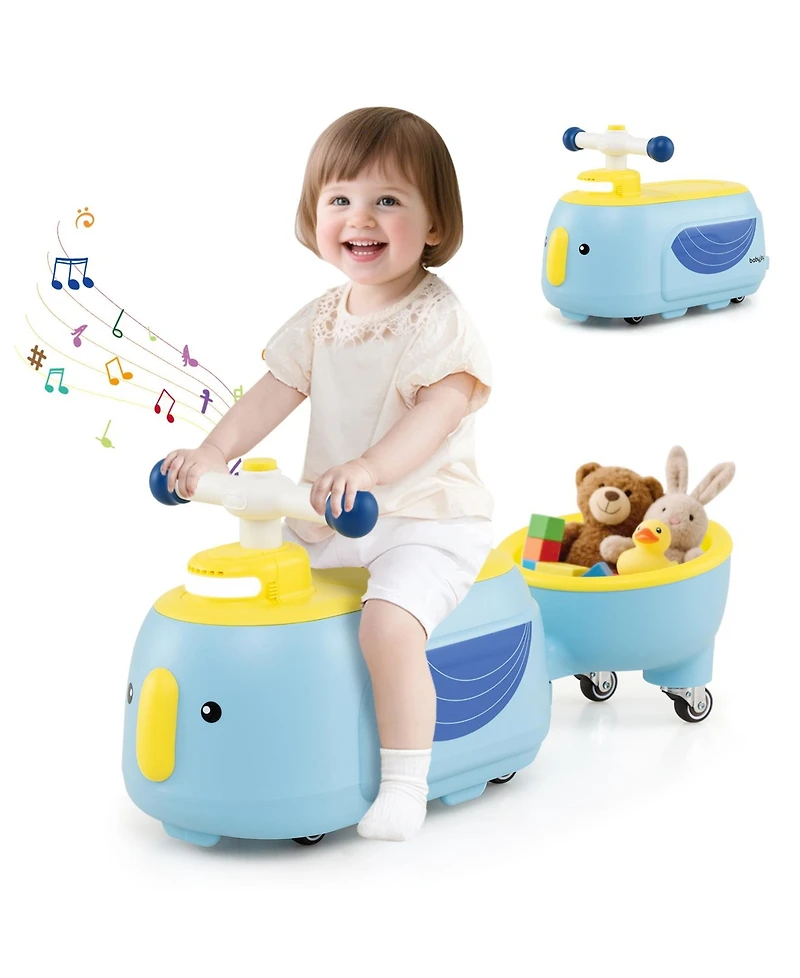 Sugift Toddler Ride on Toy with Trailer and Light Music