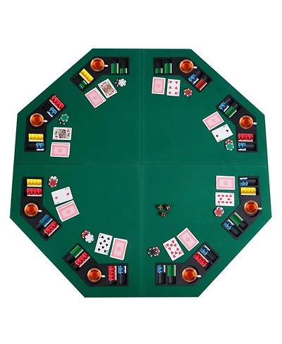 Sugift 48 Inch 8 Players Octagon Fourfold Poker Table Top