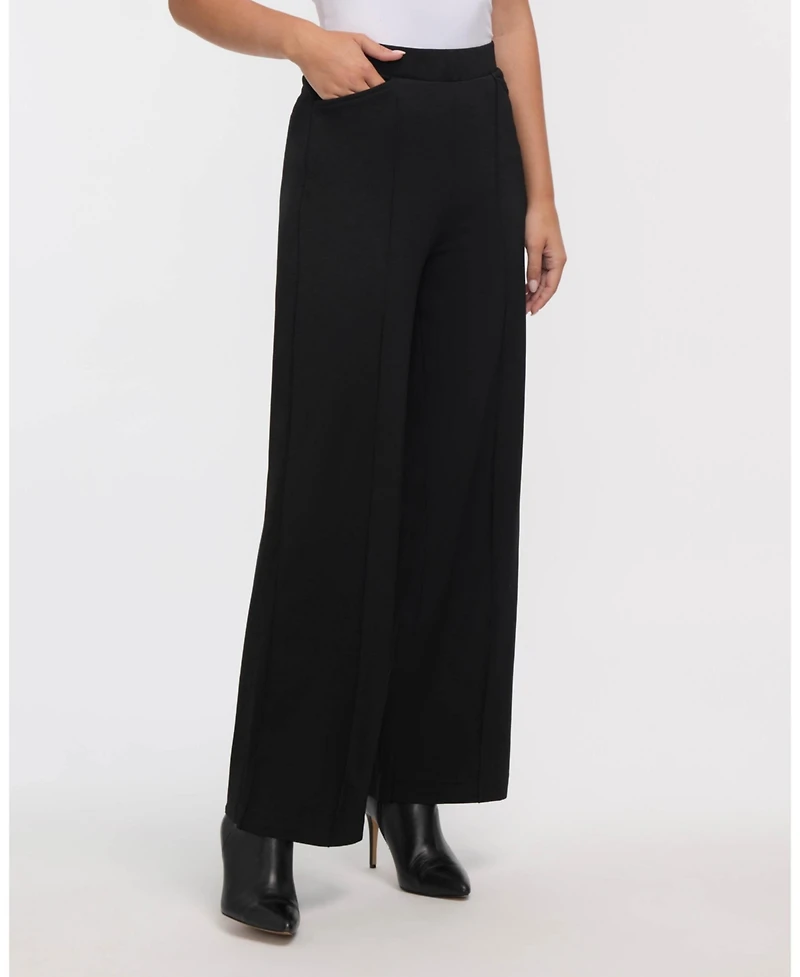 Ellen Tracy Women's Pull-On Wide Leg Pant with Pintuck Detail