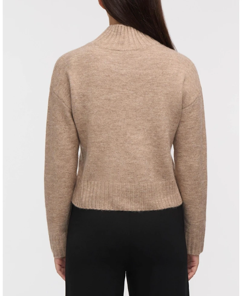 Ellen Tracy Women's Pearl Embellished Drop Shoulder Sweater