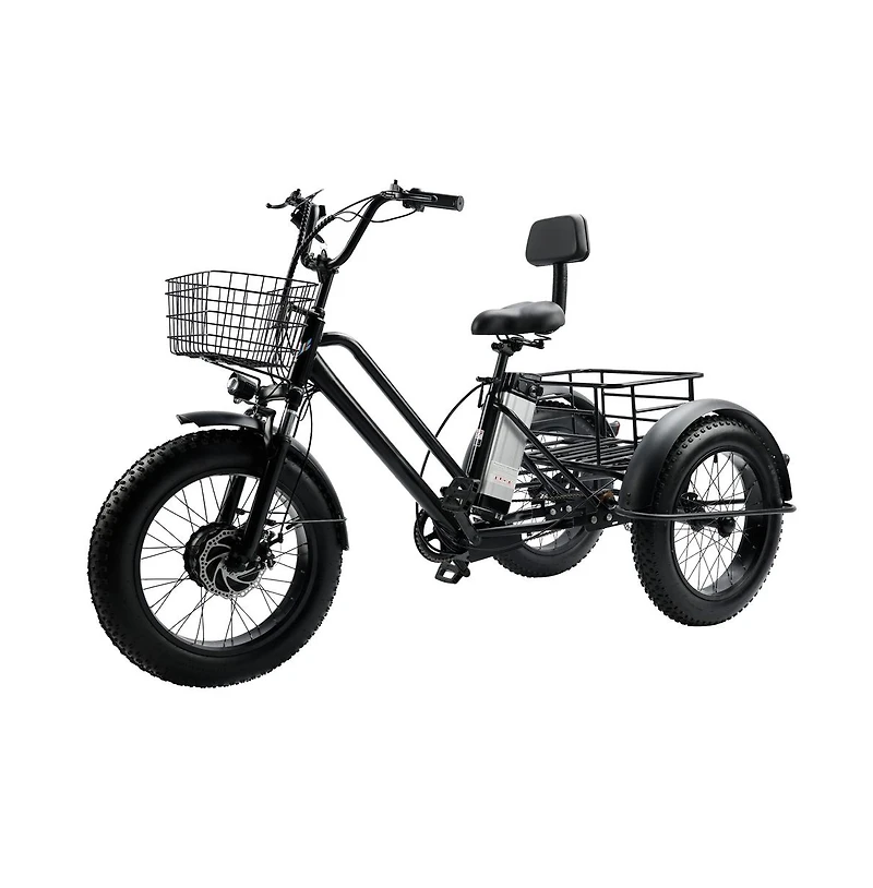Artudatech 500W 48V 13A Electric Snow Tricycle 3 wheel e-bike 4.0 Fat Tire Tricycle