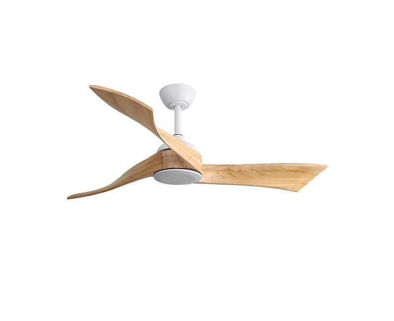 52-inch Modern White 3 Solid Wood Blade Ceiling Fan with Six Speed Remote Control and Forward Reverse Function for Bedrooms Living Rooms and Kitchens