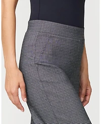 Cable & Gauge Women's Micro Grid Wide Leg Pull On Pant