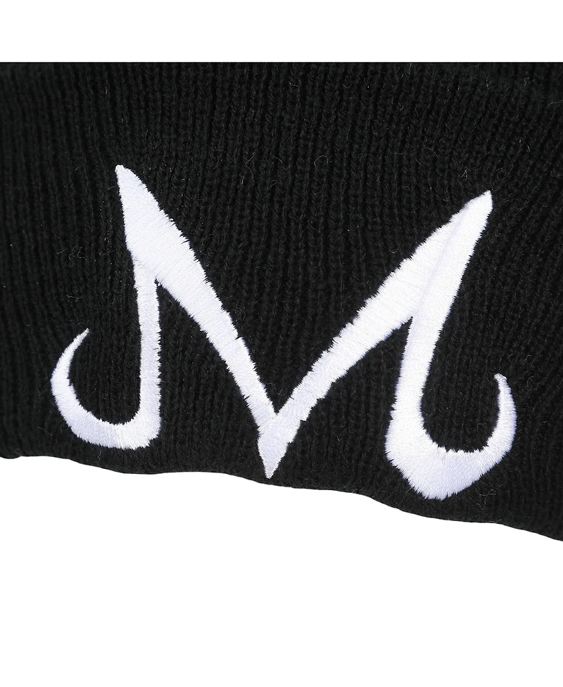 Dragon Ball Z Men's Majin Symbol Embroidery On Black Ribbed Acrylic Knit Cuff Beanie