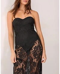 Nasty Gal Women's Lace Bandeau Sheer Maxi Dress