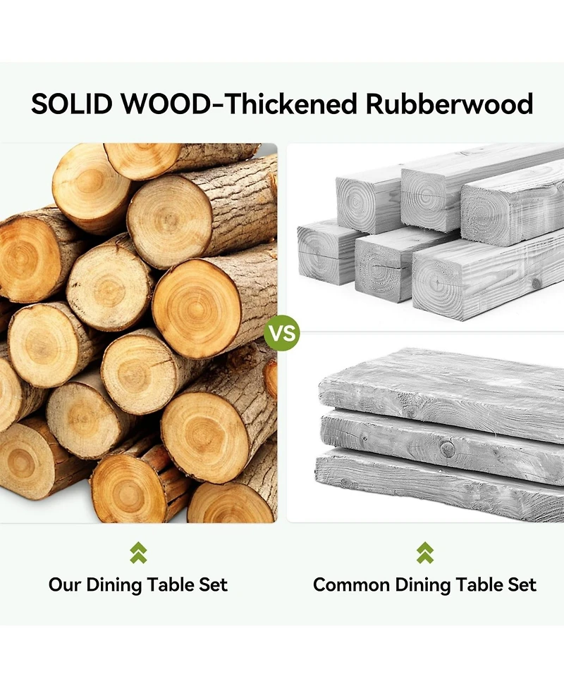 Tribesigns 5-Piece Solid Wood Dining Table Set for 4, Rectangle Farmhouse Wooden Kitchen Dinner Table with 4 Chairs