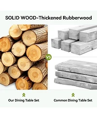 Tribesigns 5-Piece Solid Wood Dining Table Set for 4, Rectangle Farmhouse Wooden Kitchen Dinner Table with 4 Chairs