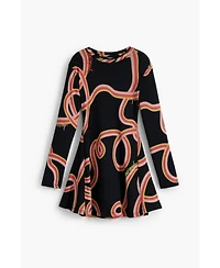 Desigual Girls's Long sleeve skater dress with streamers