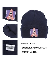 Spongebob Squarepants Men's Patrick Embroidery Acrylic Knit Standard Cuff Beanie