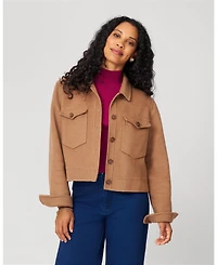 Cable & Gauge Women's Ribbed Mockneck Cap Sleeve Sweater